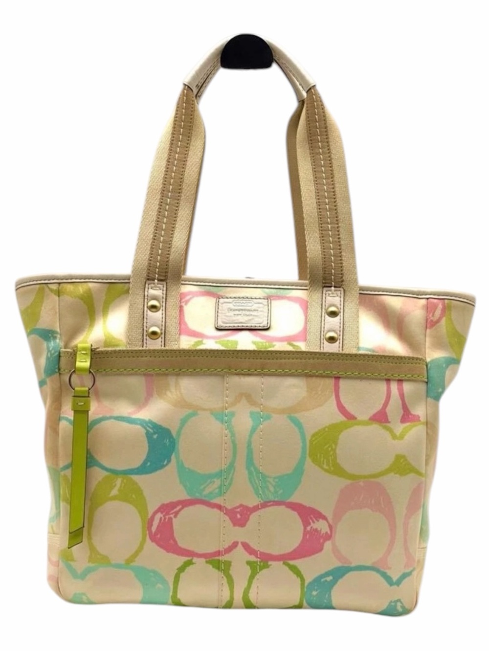 Rare Vintage 2000s Coach Hampton Scribble Tote Y2K Rainbow Logo